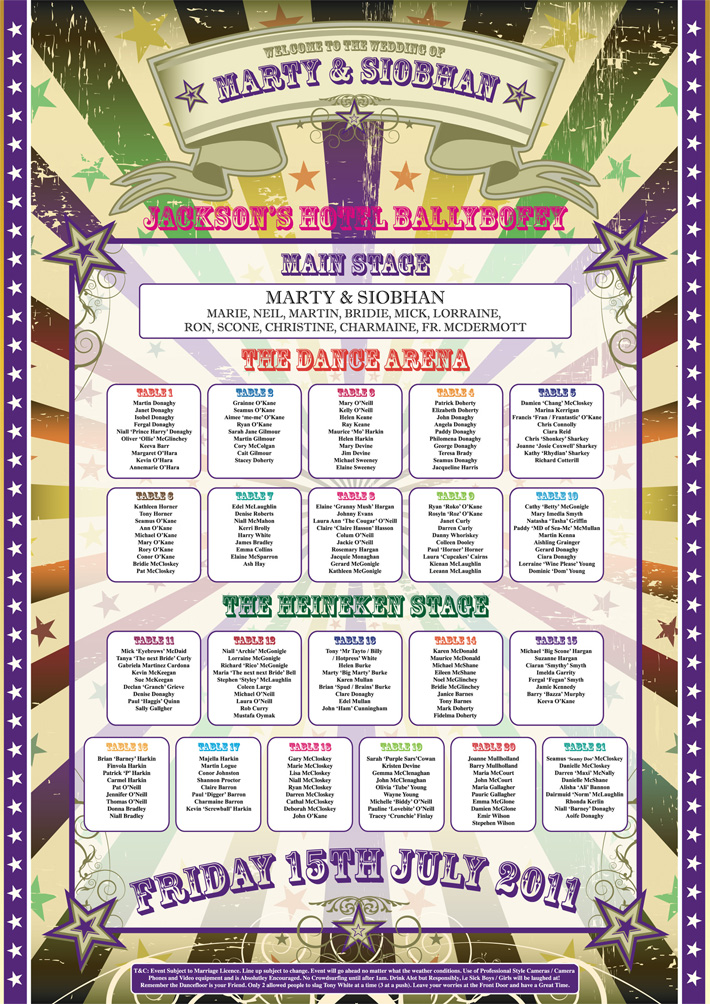 Festival Wedding Table Plan Poster | wedfest