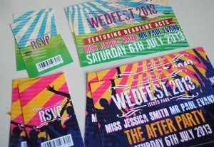 festival ticket wedding invites