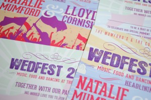 beach festival themed wedding invites