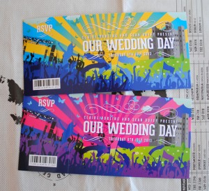 festival gig ticket wedding invites