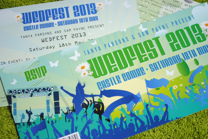 festival ticket wedding invites