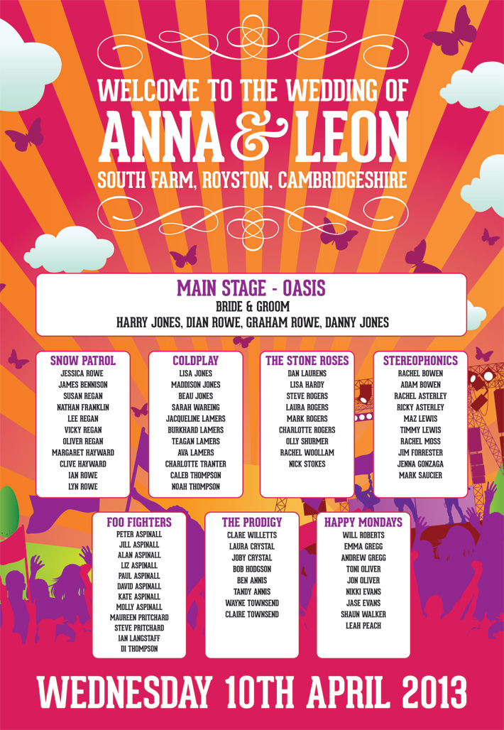 festival poster wedding table seating plan