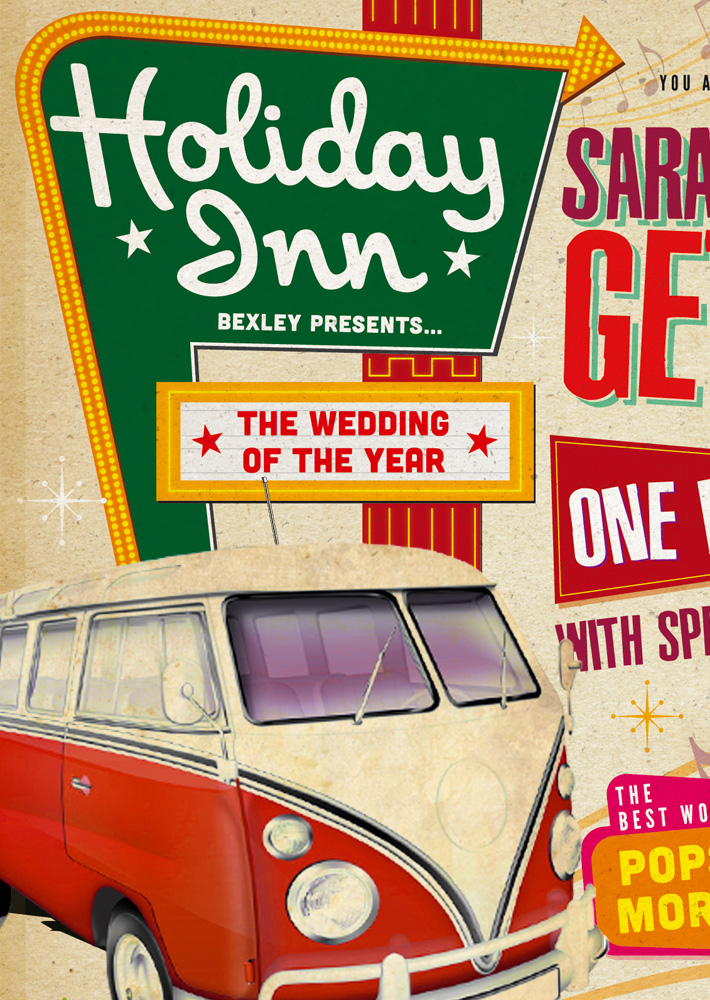 60s vintage Poster Wedding Invitations