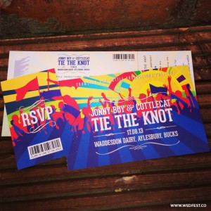 festival ticket wedding invites