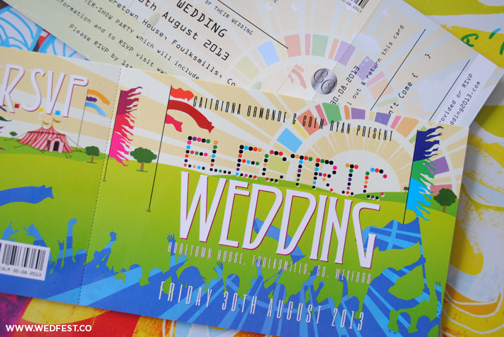 electric picnic themed wedding invites