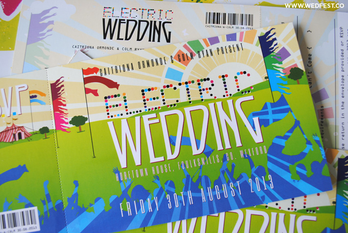 electric picnic festival wedding invitation ireland