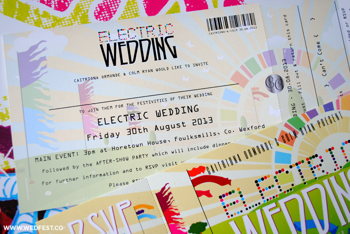 wedfest festival electric wedding invitation