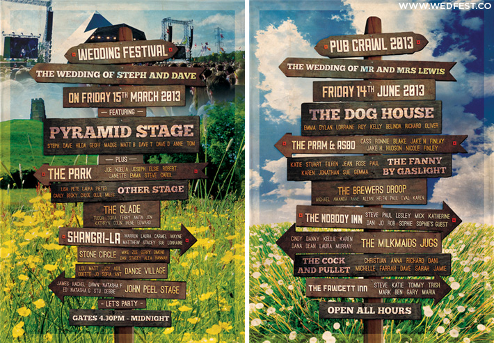 Festival Weddings - Vintage Wooden Wedding Sign | WEDFEST