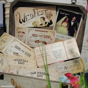 wedfest vintage chic festival wedding ticket invitations