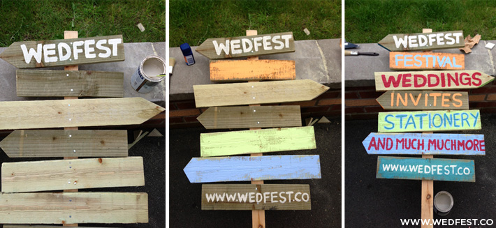 wooden festival wedding signs