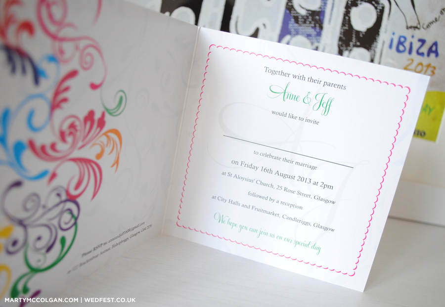 rainbow carnival wedding invitation