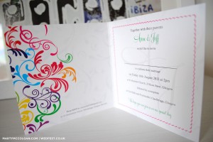 rainbow carnival wedding invitations