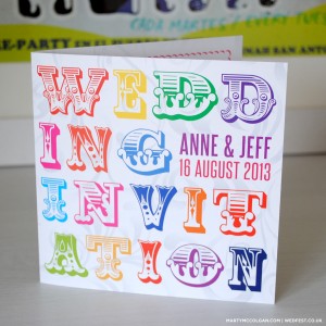 rainbow carnival wedding invite