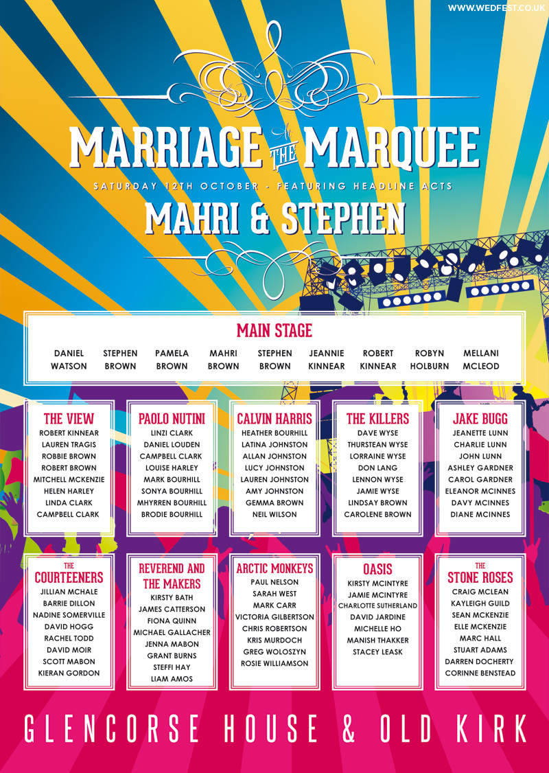 concert poster line up wedding planner