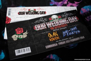 skulls and roses rock n roll wedding invitations