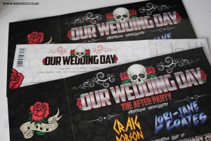 skulls and roses wedding stationery