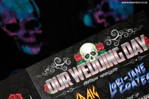 skulls roses goth wedding invitations