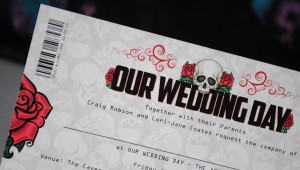 skulls roses tattoo wedding invitations