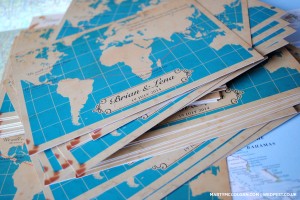 vintage world map wedding invites