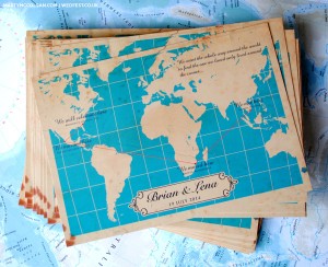 vintage map wedding invitations