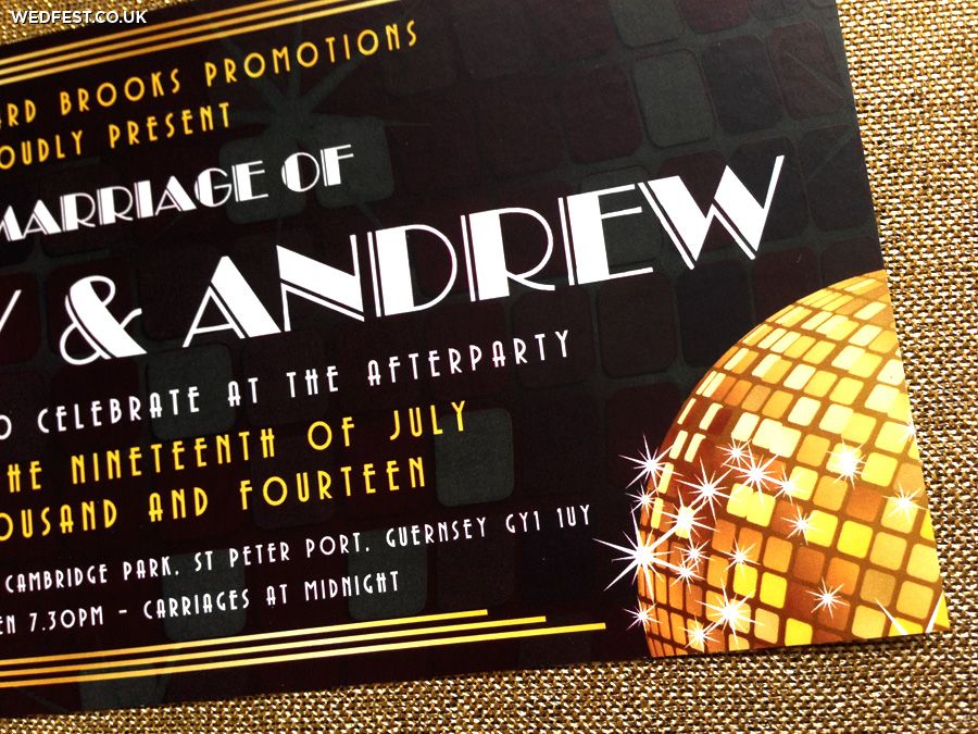 disco ball themed wedding invitations