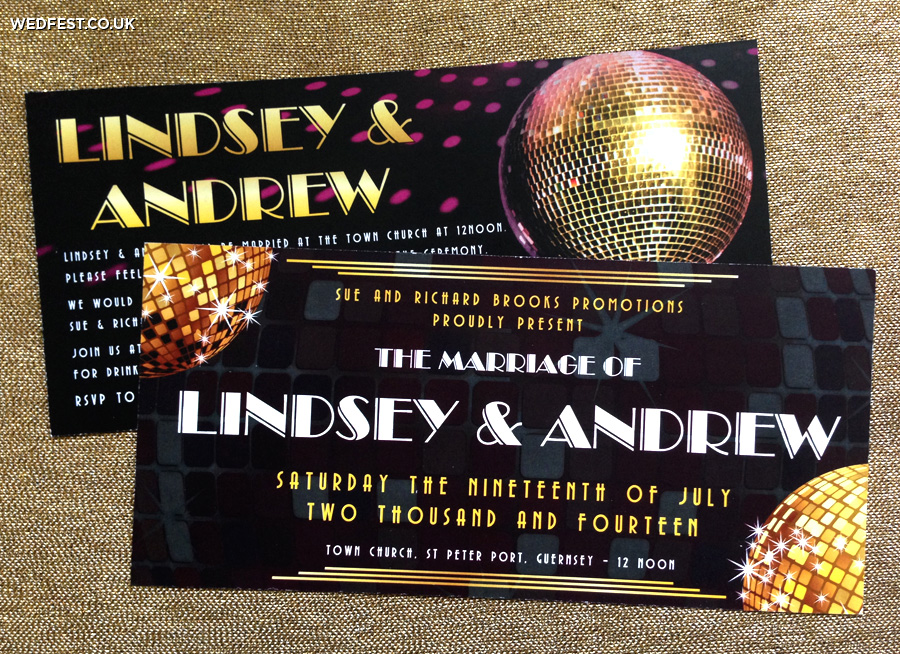 disco theme wedding invites