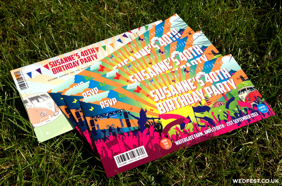 festival ticket birthday invites