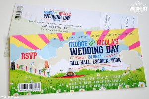 festival ticket wedding invitations