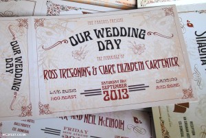 vintage shabby chic ticket wedding invitations