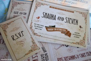 vintage ticket wedding stationery