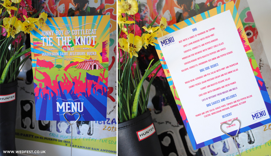 festival wedding menu
