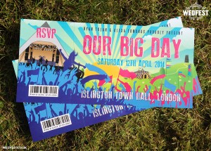 glastonbury ticket wedding invites