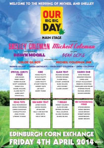 T in the park festival wedding seating table plan