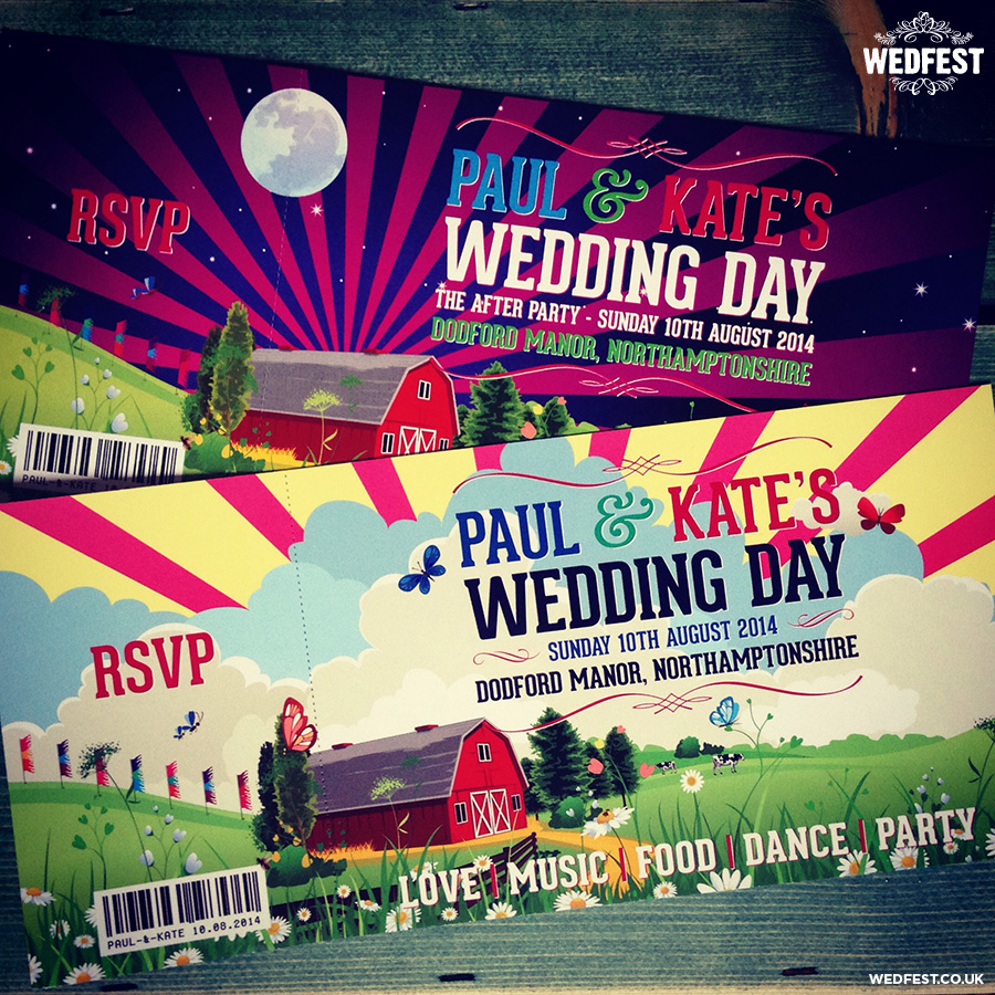 festival barn themed wedding invitations