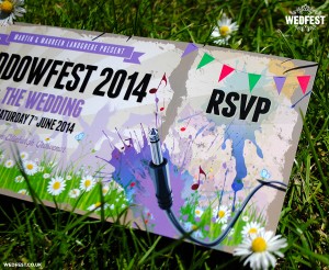 paint splatter festival wedding invites