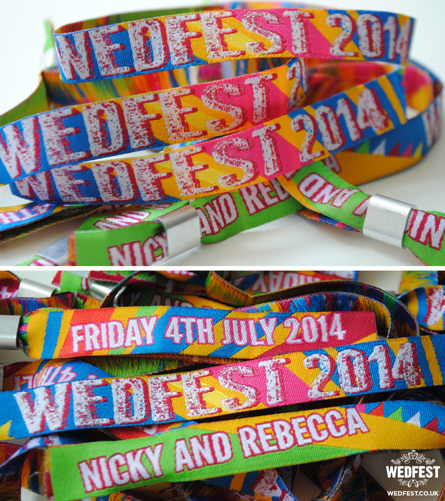 festival themed wedfest wedding wristbands