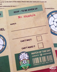 retro football tickets wedding invitations