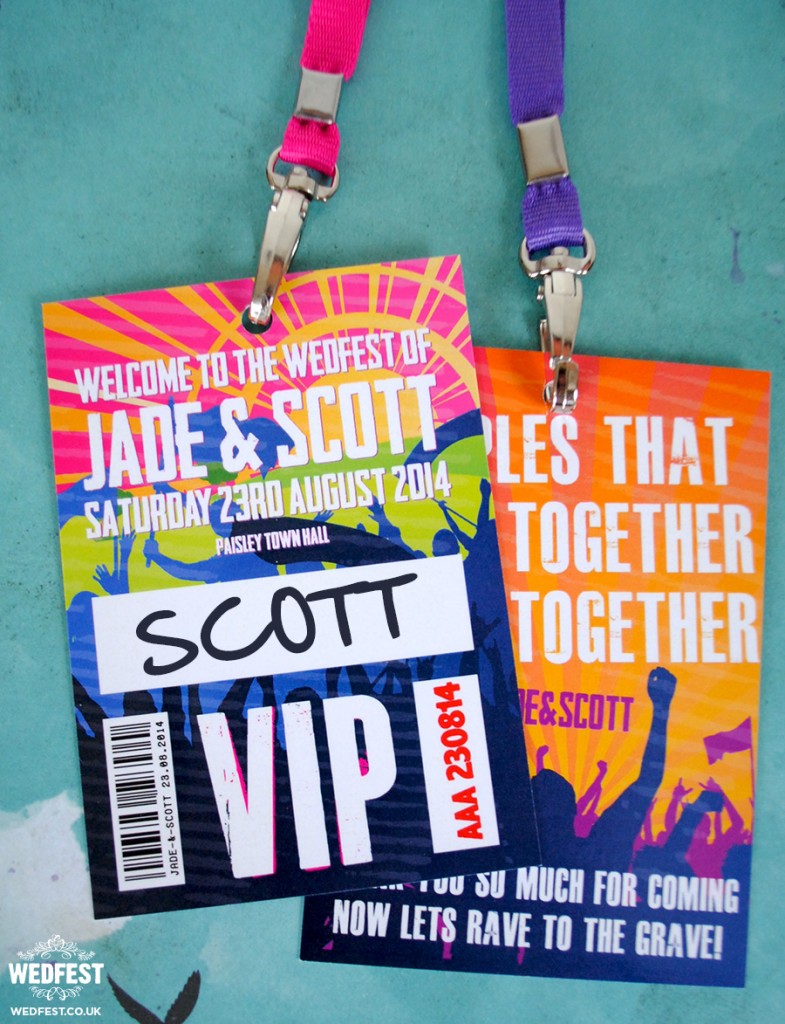 Music Festival Wedding Stationery VIP Lanyard Programme