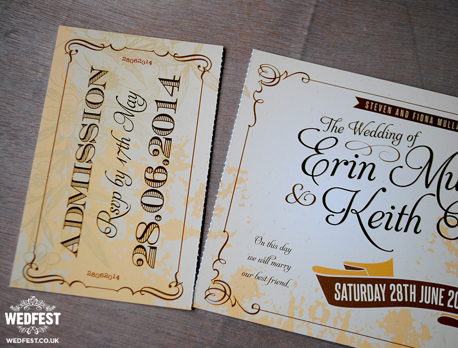 Vintage Ticket Wedding Invitations