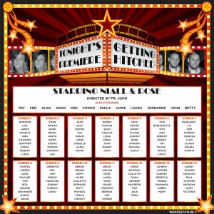 cinema themed wedding table seating plan