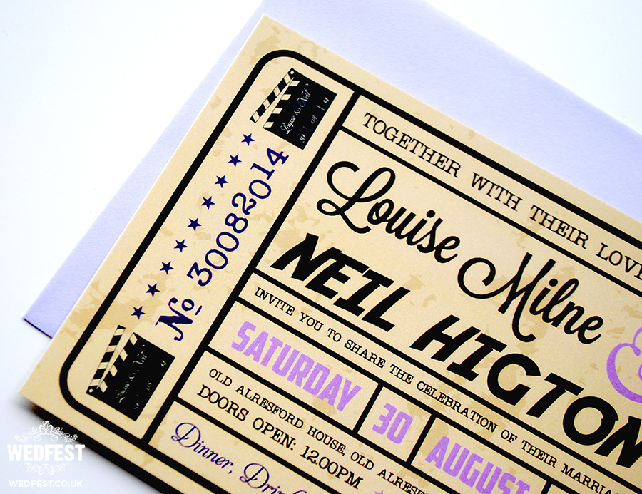 cinema ticket wedding invitations