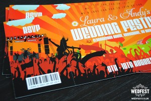 festival ticket wedding invitations