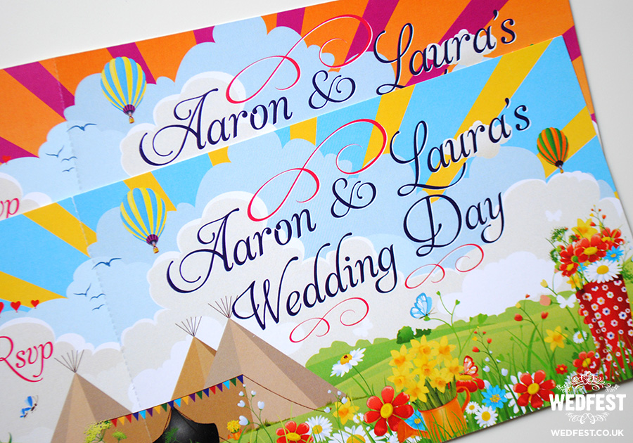 festival ticket wedding invites