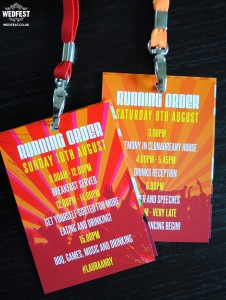 festival wedding running order vip lanyard