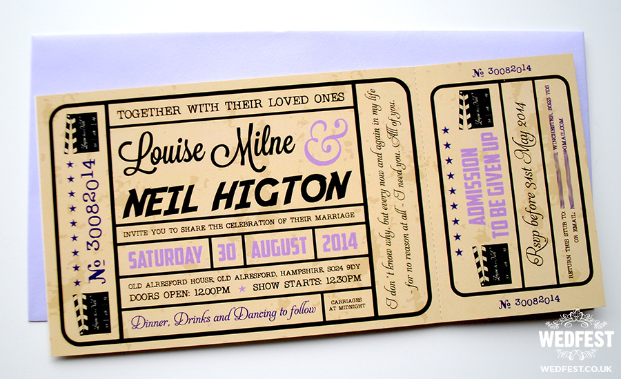 movie ticket wedding invitations