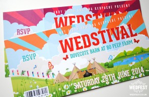 wedstival festival ticket wedding invite dovecote barn bo peep farm