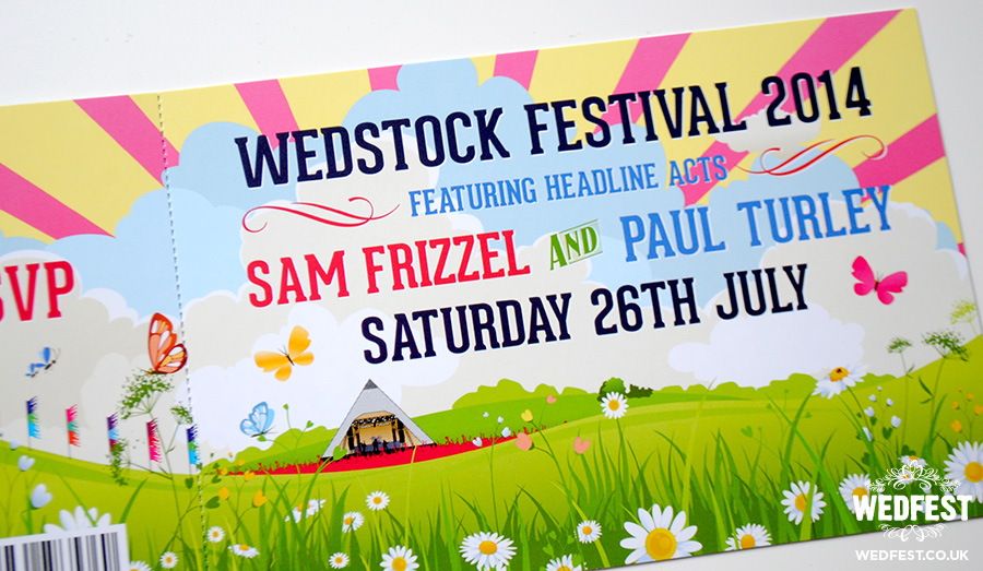 wedstock festival ticket wedding invites