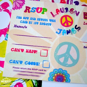 flower power hippie wedding invites