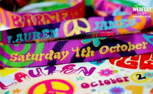 flower power hippie wedding wristbands