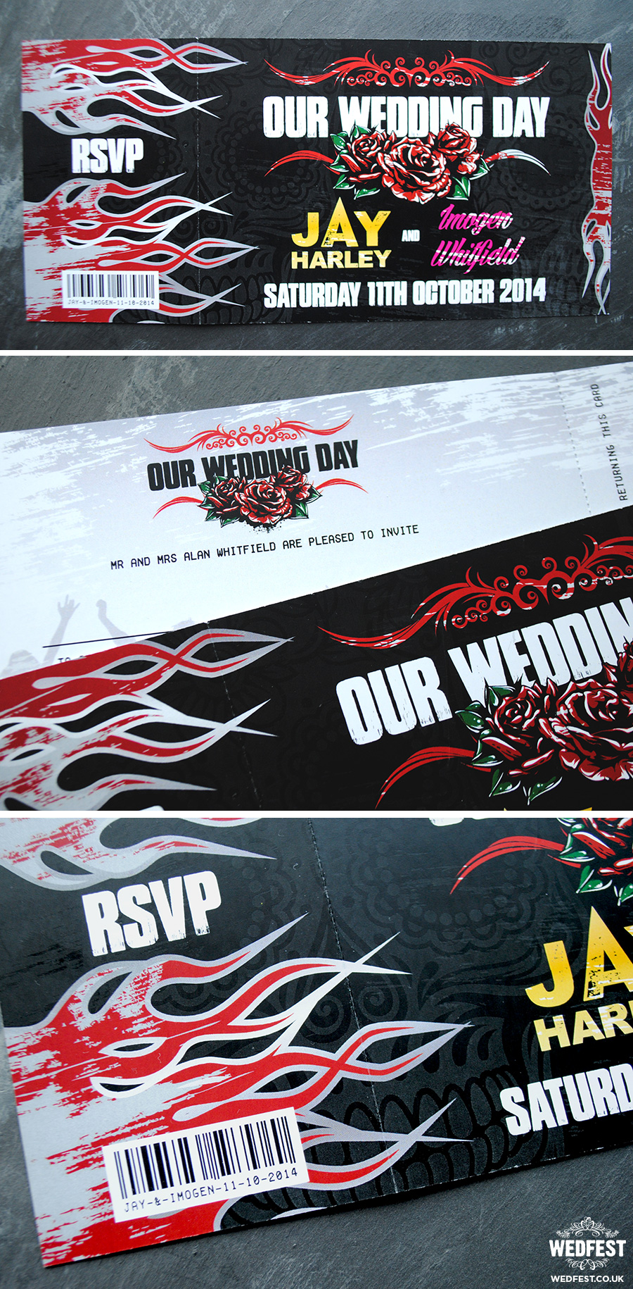 heavy metal wedding invites